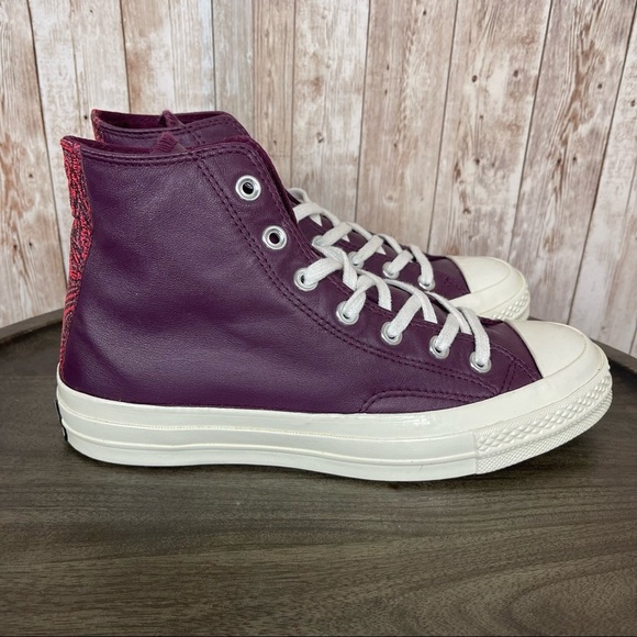 Converse CTAS High Top Leather Sneaker Dark Sangria Size 8 Women - Picture 3 of 9
